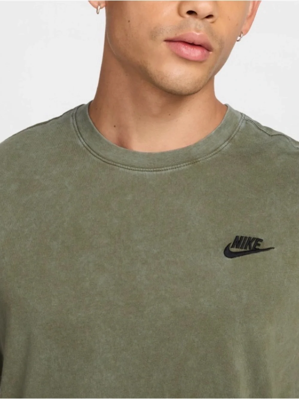 Men’s Nike Olive Crewneck Sweatshirt with Black Swoosh